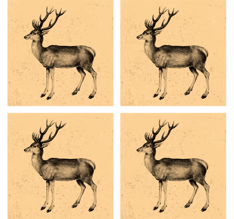 Vintage deer illustration podstavek za kozarce - TenStickers