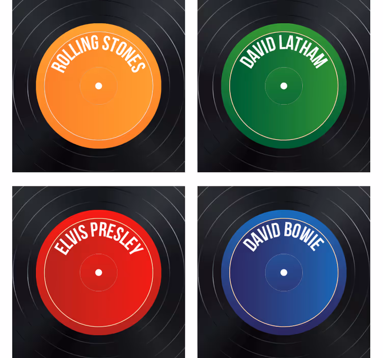 Vinyl record labels podstavek za kozarce geeky - TenStickers