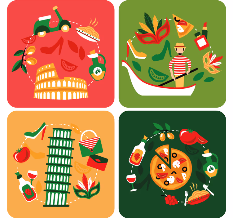 Italian culinary journey geeky podstavek za kozarce - TenStickers