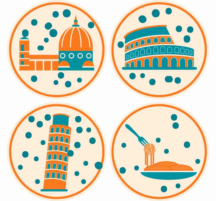 Podstavke za kozarce sodobni znamenitosti italije - TenStickers