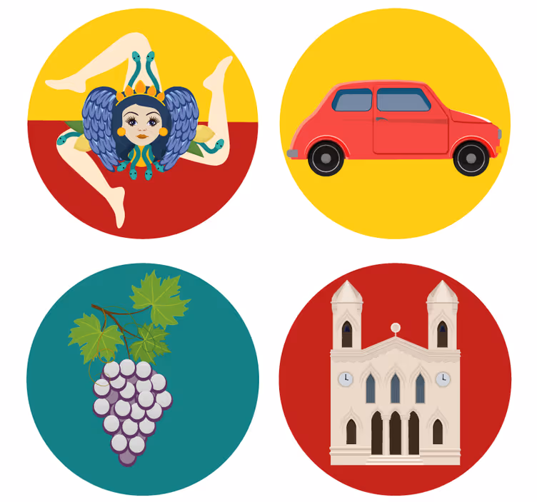 Podstavke za kozarce sodobni sicilijanske grozdne legende - TenStickers