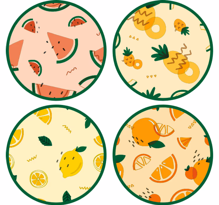 Tropical fruit patterns podstavek za kozarce geeky - TenStickers