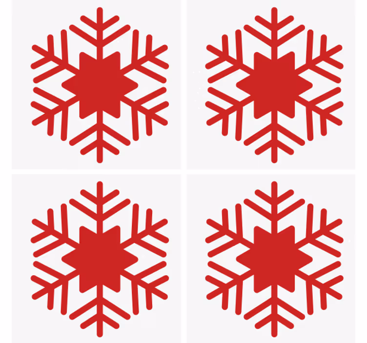 Red snowflake pattern božične podstavke za kozarce - TenStickers