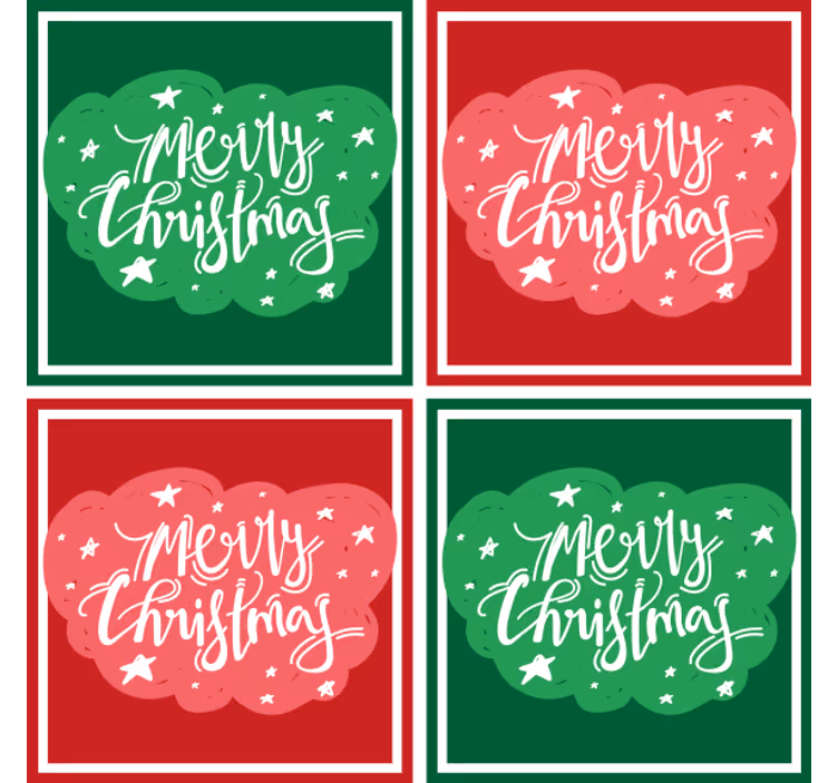 Festive merry typography božični podstavki za kozarce - TenStickers