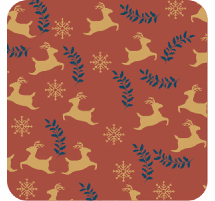 Galloping reindeer pattern božični podstavki za kozarce - TenStickers