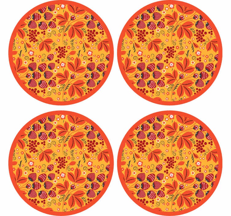 Vibrant floral motif podstavki z teksturo - TenStickers