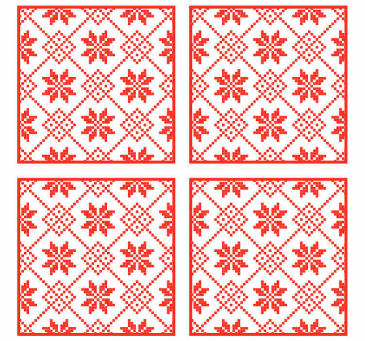 Red floral pattern božične podstavke za kozarce - TenStickers