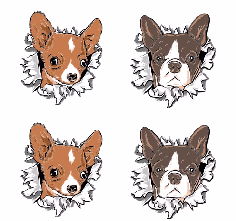 Chihuahua in bulldog obrazi podstavek za kozarce - TenStickers