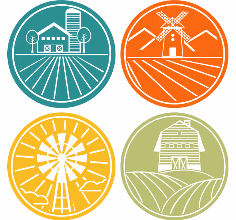 Podstavke za kozarce vintage s kmečkimi motivi - TenStickers