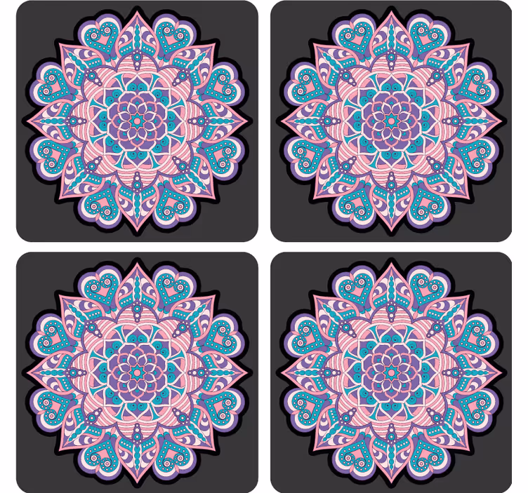 Colorful heart mandala geeky podstavek za kozarce - TenStickers