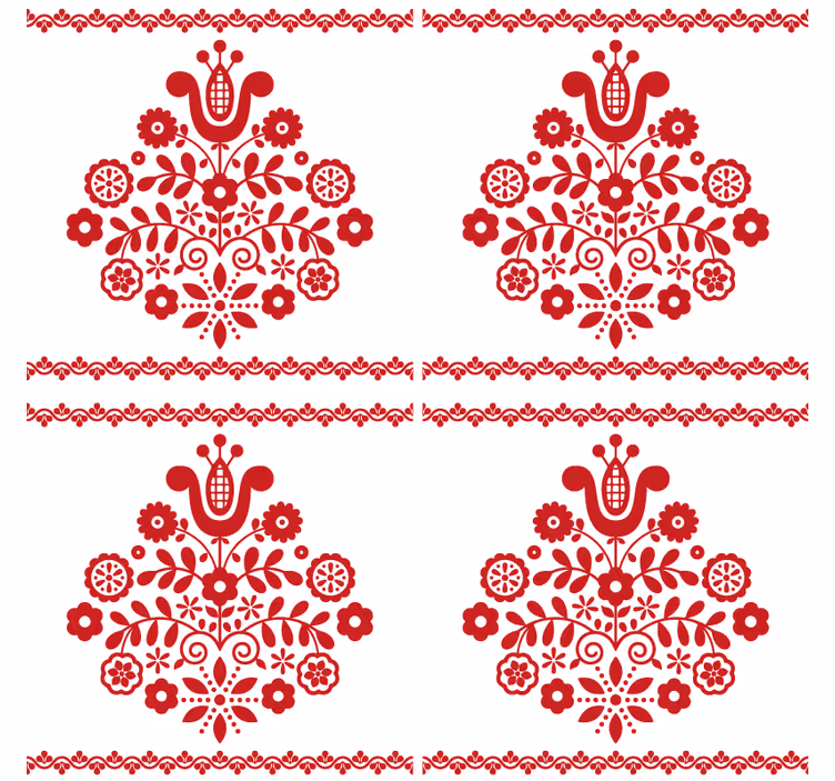 Floral folk motif podstavki z teksturnim učinkom - TenStickers