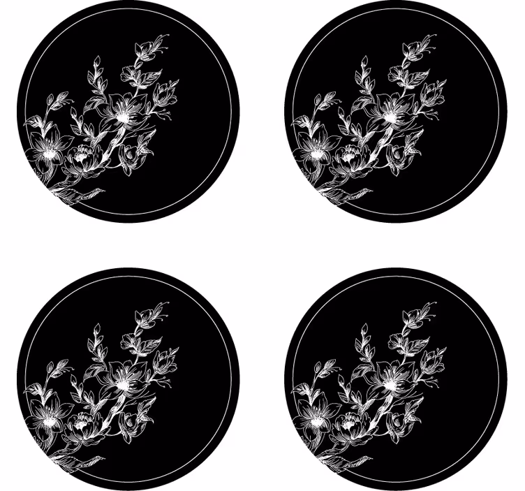 Floral line art podstavki z teksturnim učinkom - TenStickers