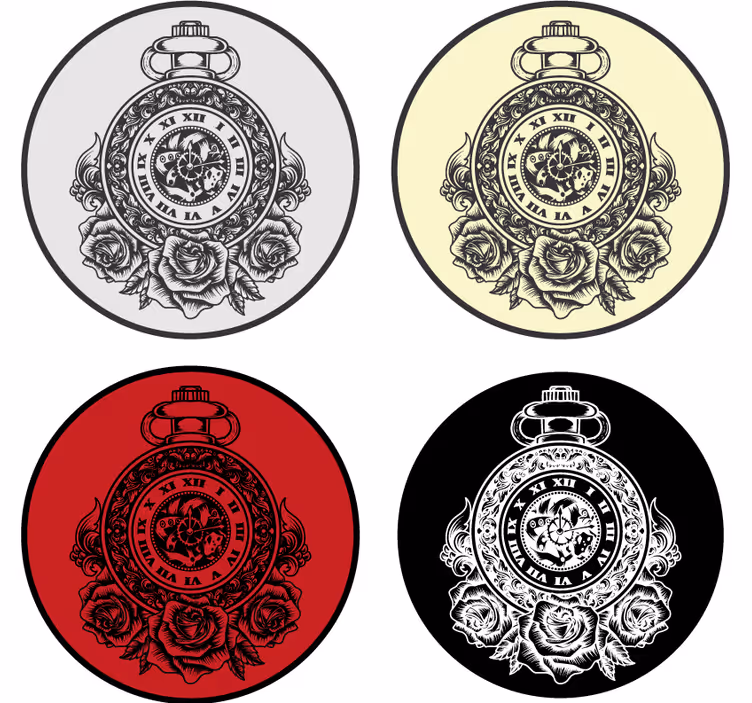 Vintage pocket watch roses podstavki za kozarce - TenStickers