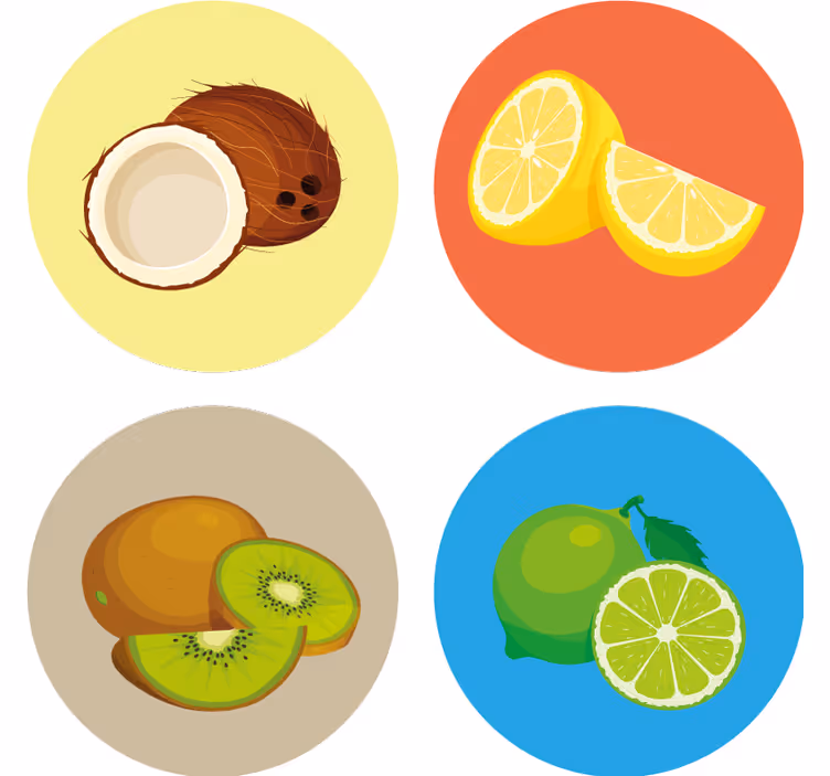 Podstavke za kozarce sodobni ilustracije sadja - TenStickers
