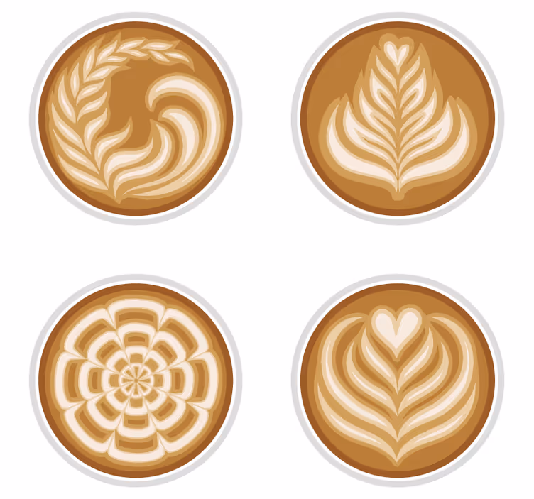 Latte art patterns podstavek za kozarce geeky - TenStickers