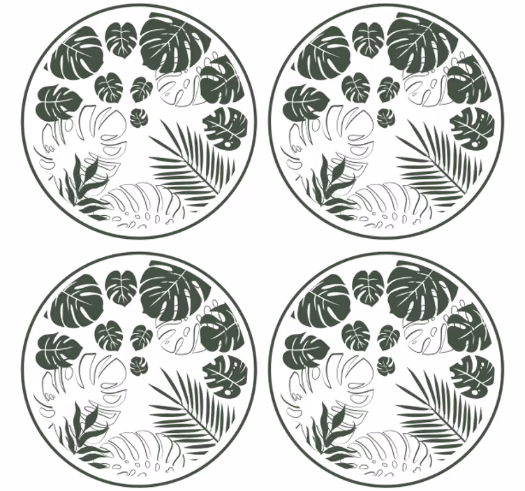 Lush greenery circle motif podstavki z teksturo - TenStickers