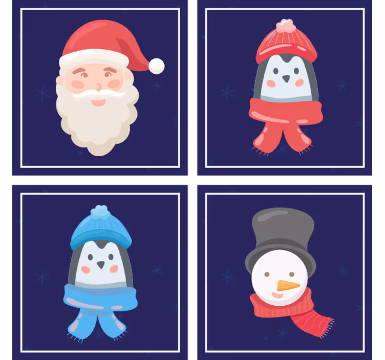 Božiček, pingvini in snežak - TenStickers