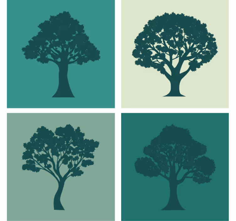 Silhouette trees collection podstavki z teksturo - TenStickers