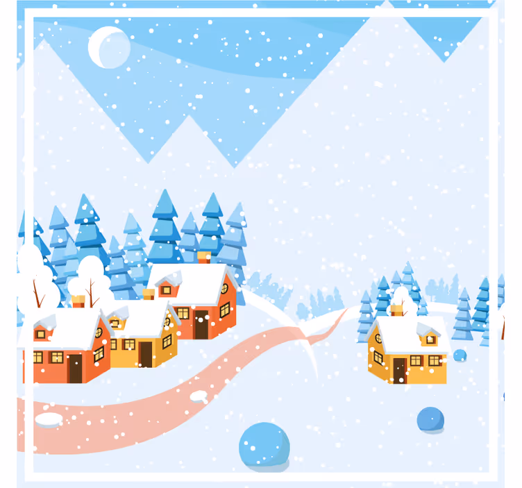 Božični podstavki za kozarce snowy village scene - TenStickers