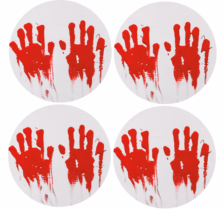 Red handprint pattern podstavek za kozarce halloween - TenStickers