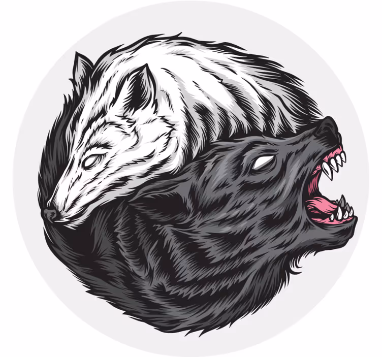 Yin yang volk ilustracija noč čarovnic podstavka - TenStickers