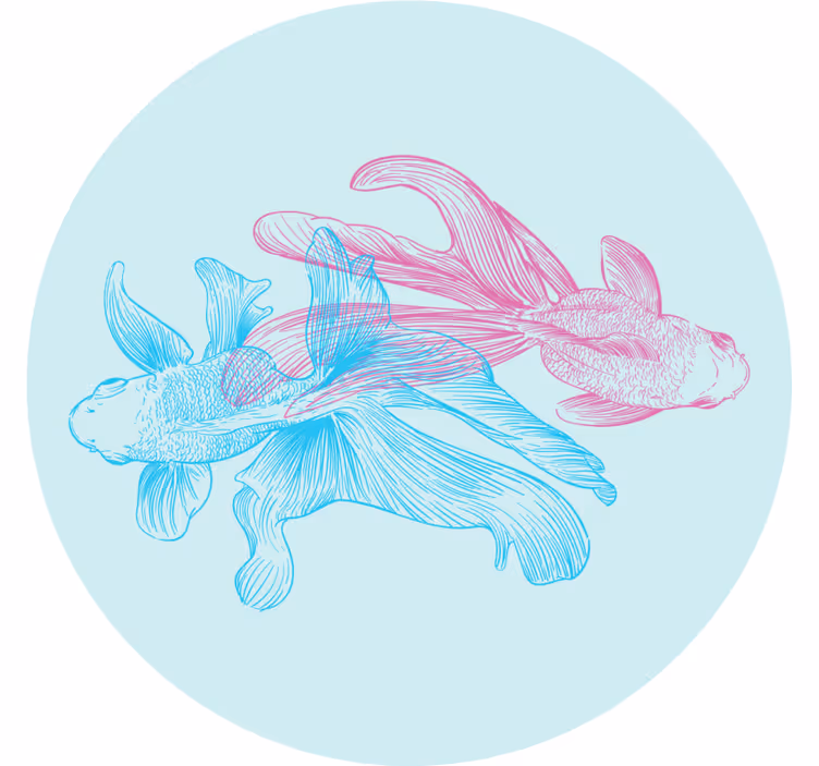 Dual-colored fish illustrations geeky podstavek za kozarce - TenStickers