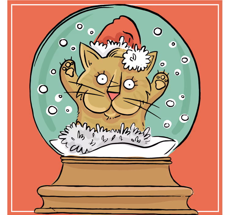 Festive cat snow globe božične podstavke za kozarce - TenStickers
