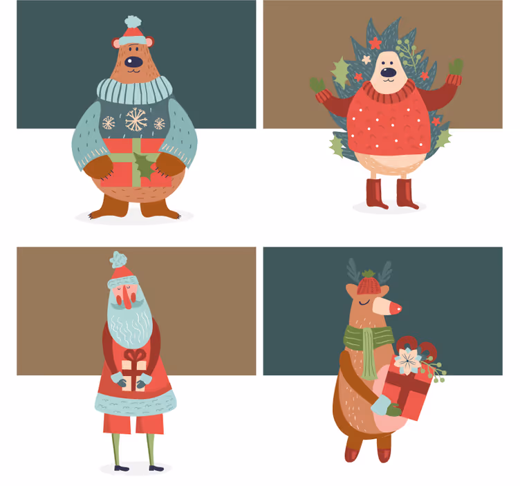 Festive characters collection božični podstavki za kozarce - TenStickers
