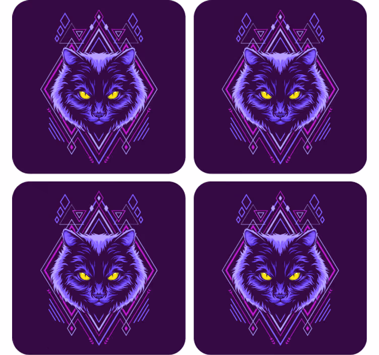 Sleek cat illustration podstavek za kozarce - TenStickers
