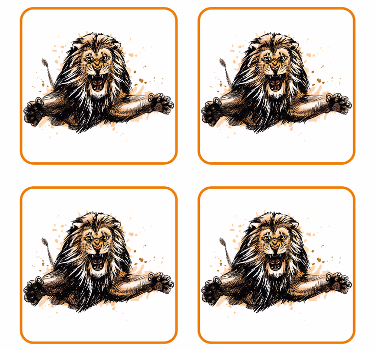 Ilustracija divjega leva podstavke za kozarce vintage - TenStickers
