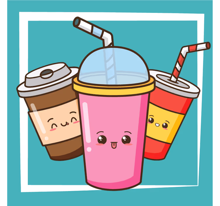 Playful beverage characters za geeky podstavke - TenStickers