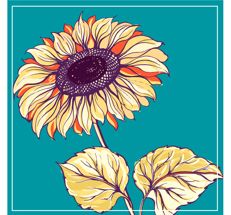 Vibrant sunflower illustration podstavek za kozarce - TenStickers