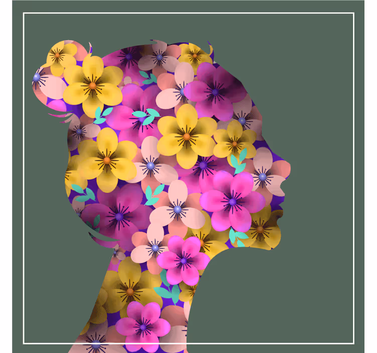 Floral silhouette profile podstavki za kozarce sodobni - TenStickers