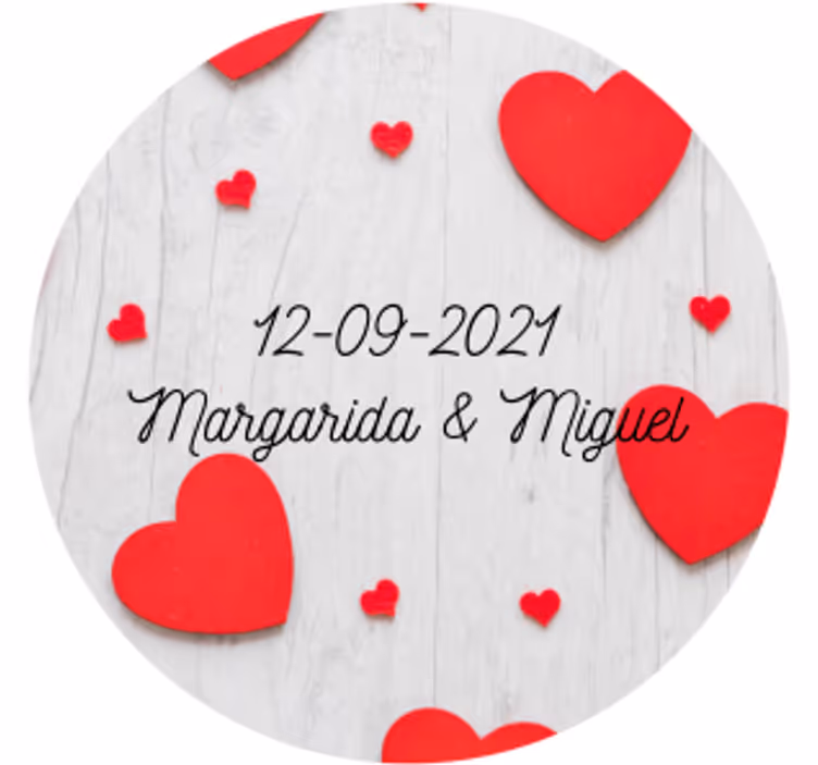 Hearts & date personalization podstavki za poročna - TenStickers