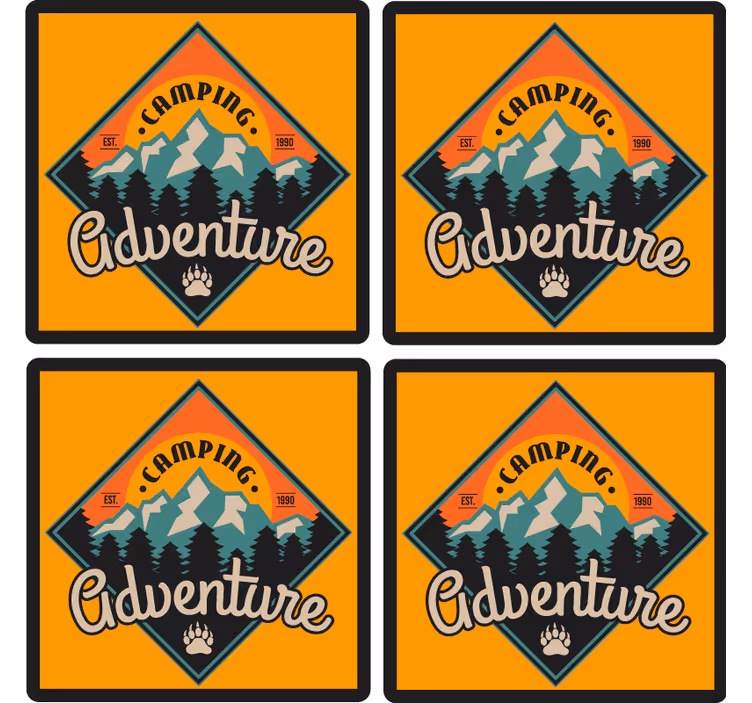 Camping adventure badge podstavek za kozarce s citati - TenStickers