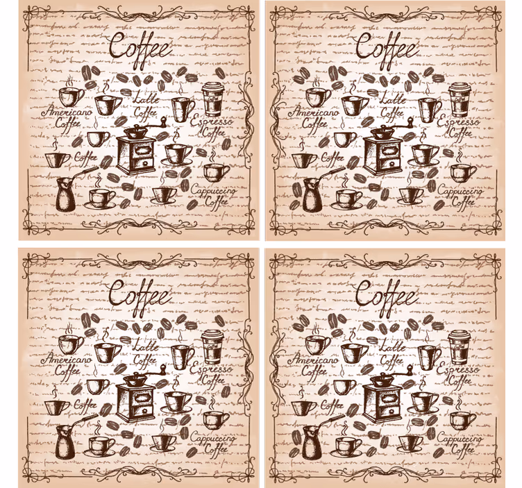 Coffee types illustration personalizirani podstavki - TenStickers