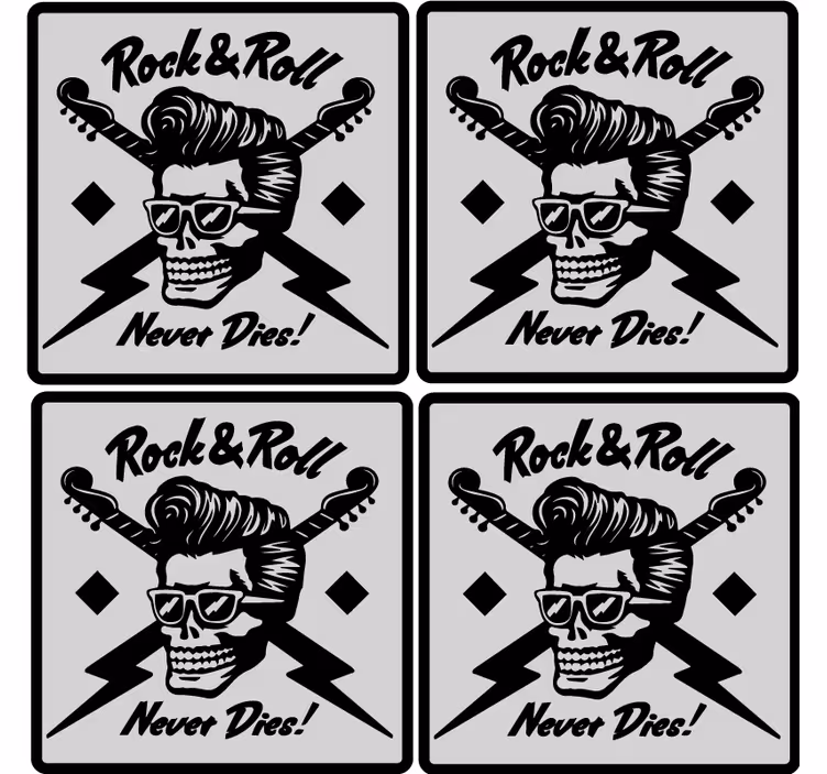Skull with sunglasses and guitars podstavek za kozarce - TenStickers