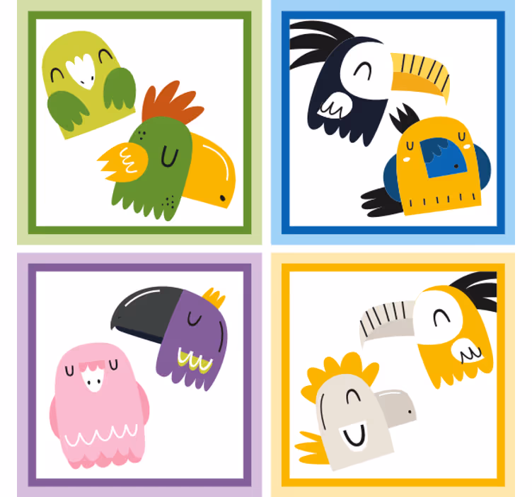 Barvite ptice na podstavkih za kozarce piva - TenStickers