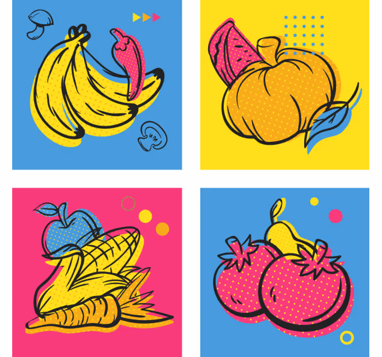 Podstavke za kozarce sodobni barvite ilustracije sadja - TenStickers