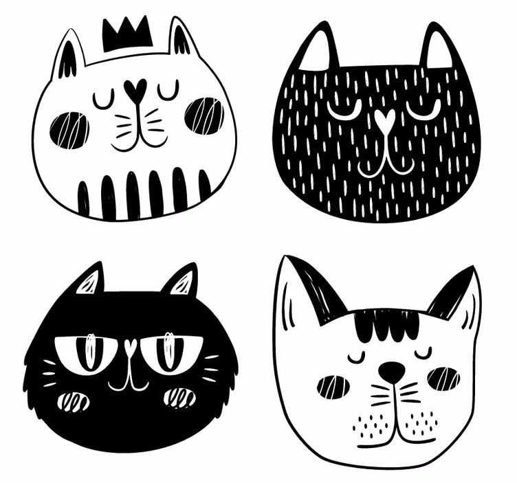 Igrive mačje ilustracije podstavek za kozarce - TenStickers