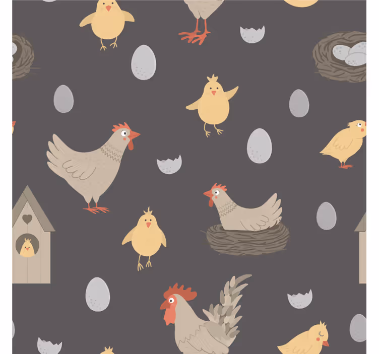 Chickens and eggs pattern geeky podstavek za kozarce - TenStickers