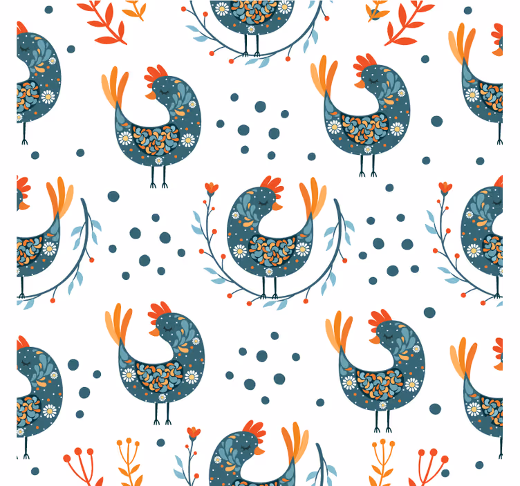 Whimsical hen pattern geeky podstavek za kozarce - TenStickers