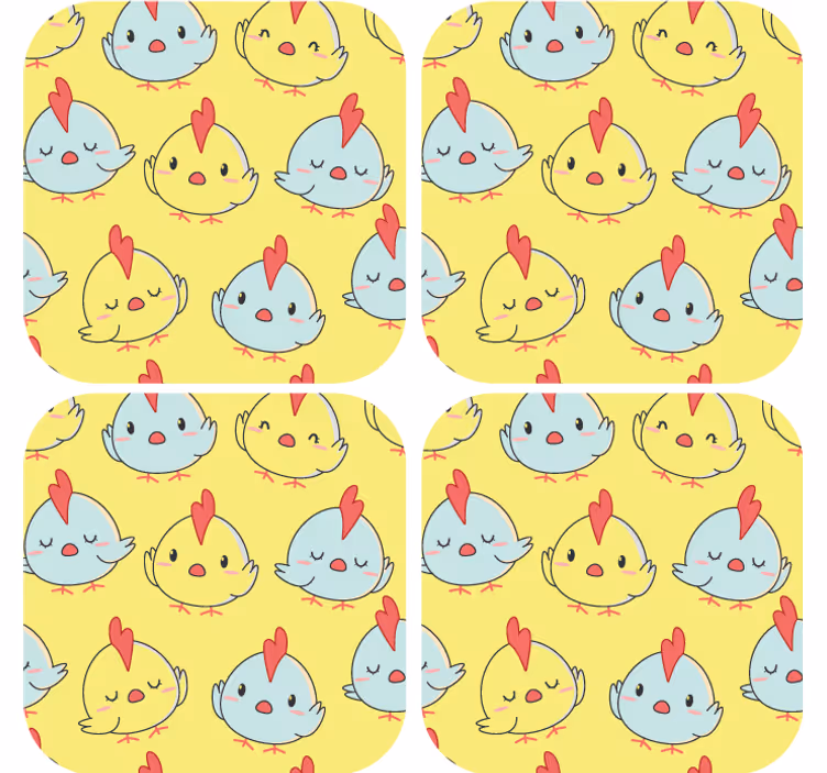Cute chicken faces podstavek za kozarce - TenStickers