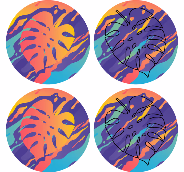 Colorful leaf patterns podstavki s teksturnim učinkom - TenStickers