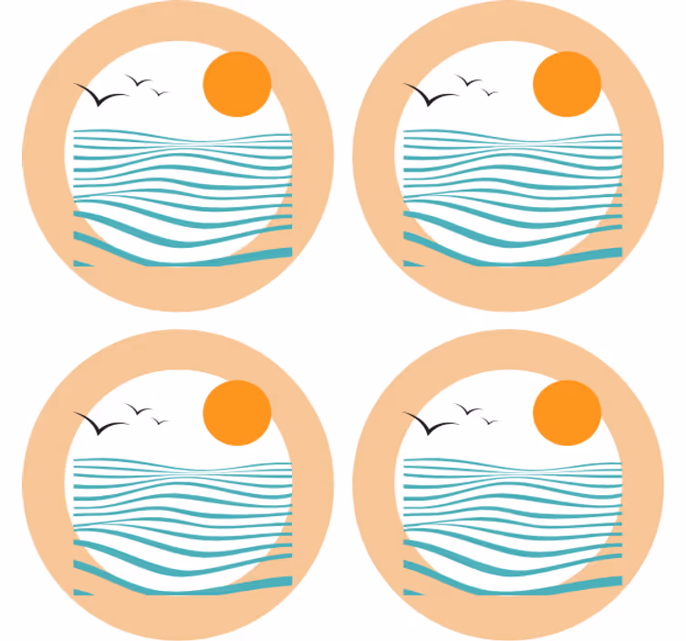 Wave pattern sunset sodobni podstavki za kozarce - TenStickers