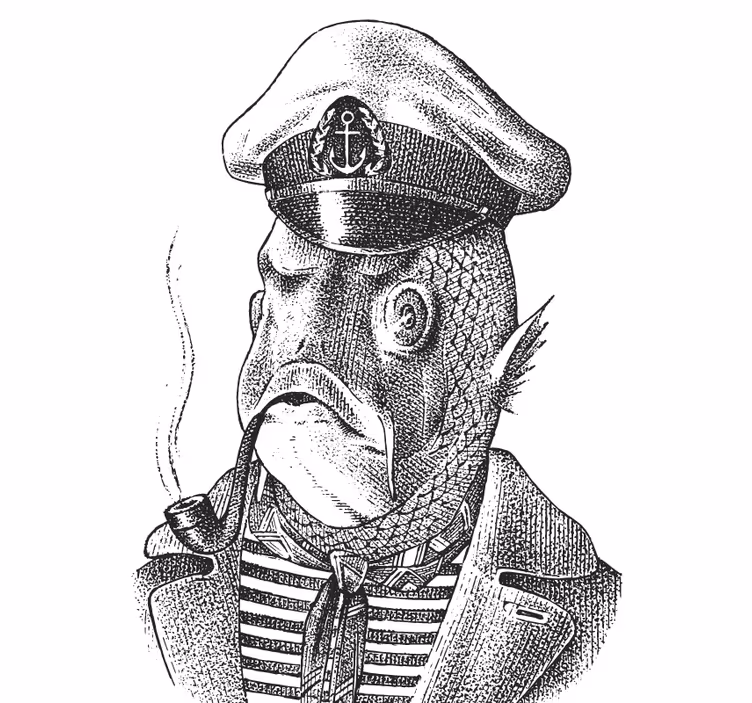 Captain fish character podstavek za kozarce - TenStickers