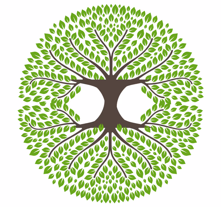 Lush green tree silhouette geeky podstavek za kozarce - TenStickers