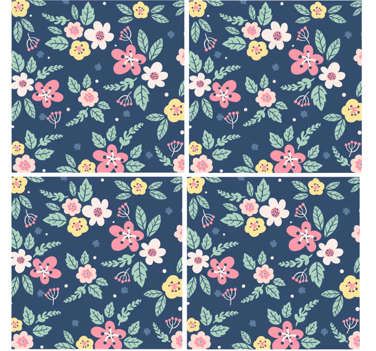 Floral patterned design sodobni podstavki za kozarce - TenStickers