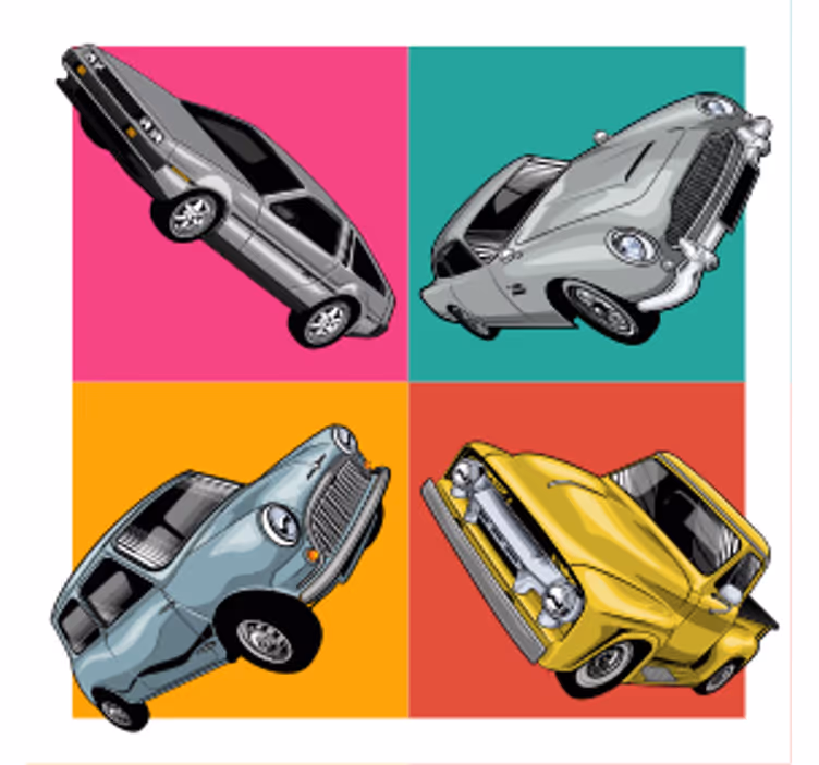 Classic car quartet podstavki za kozarce vintage - TenStickers