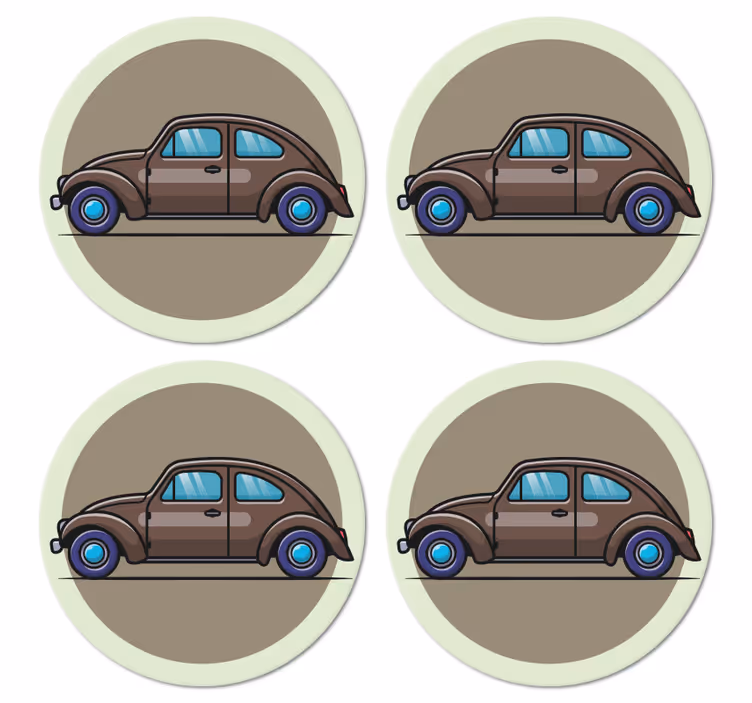 Podstavke za kozarce vintage ilustracija avtomobilov - TenStickers